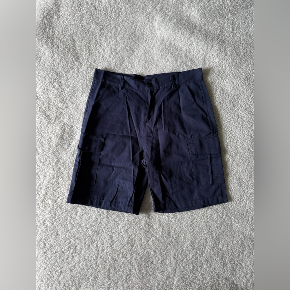 Women's Cotton Linen Blend Lightweight Cargo Style Shorts Navy Size Medium NEW